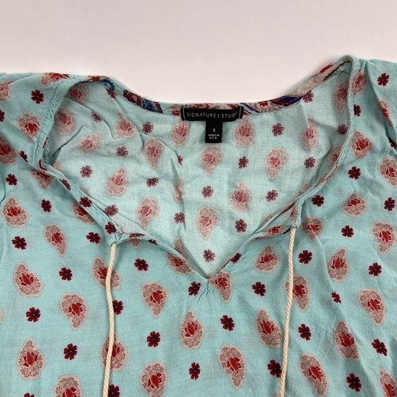 Signature Studios Dress Womens Small Tie Front Long Sleeve Midi Blue - Picture 3 of 7